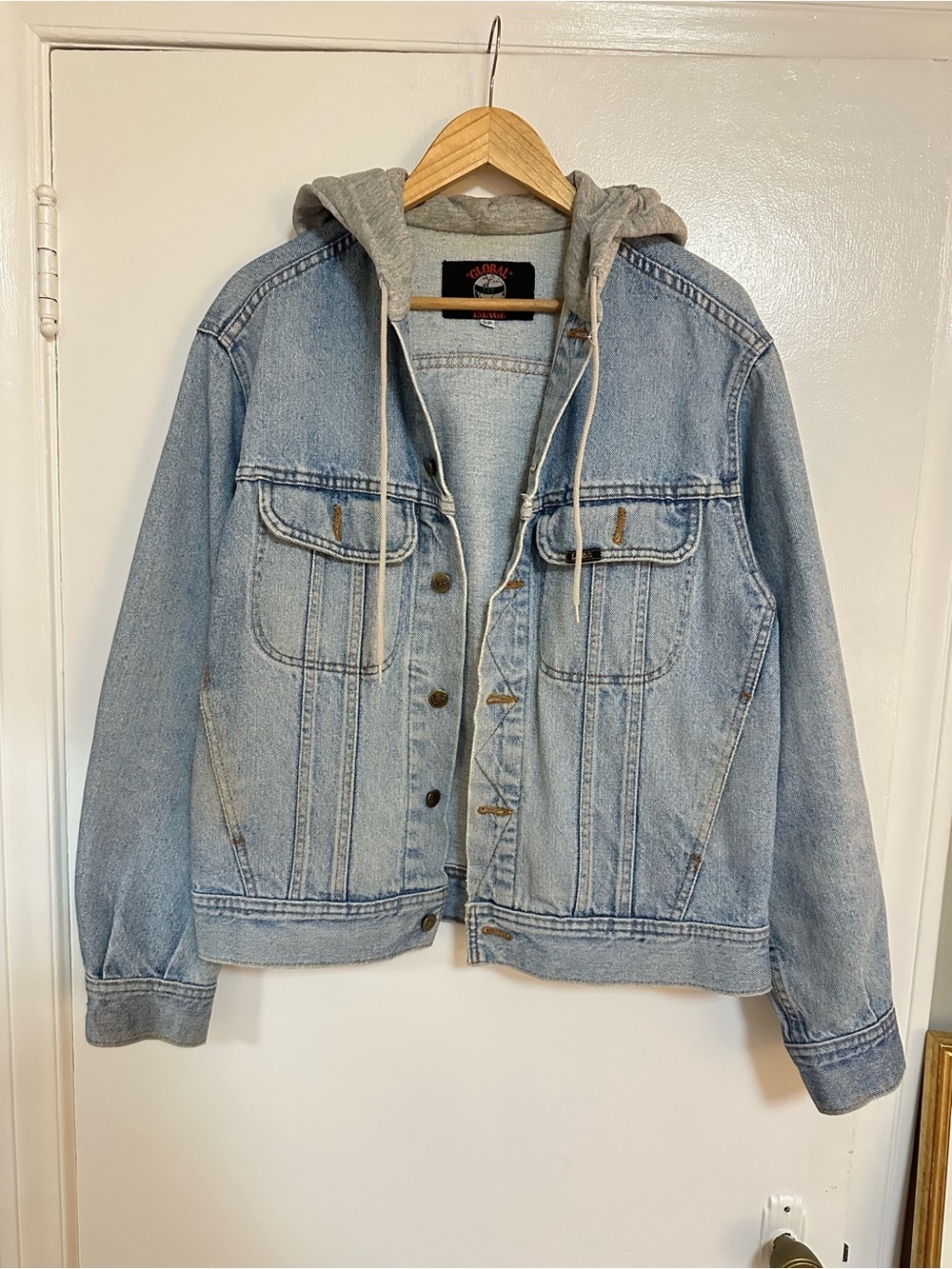 Vintage Lee Light Blue Denim Hooded Jacket -